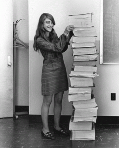 Navigation software written by Margaret Hamilton and her team for the Apollo project to send people to the moon in the 1960s. From her Wikipedia Page.
